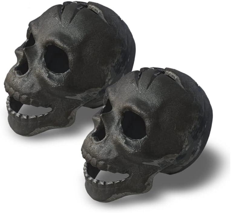 2pcs Refractory Materials Fireproof Imitated Human Fire Pit Skulls Gas Log for NG, LP Wood Fireplace, Firepit, Campfire, Halloween Decor, BBQ