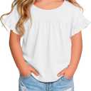 Toddler Girls' Cotton Shirts | Summer, Cute, Ruffle, Short Sleeve for Baby Girl, Crew Neck, Daily Wear, School Uniform, Family Gatherings, Family Photos