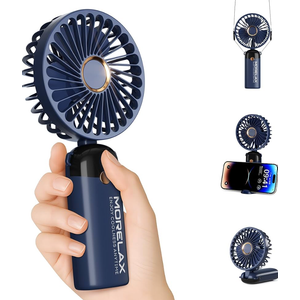 Morelax Handheld Mini Fan,USB Rechargeable Fodable Personal Fans 4000mAh,90 Adjustable, 6 Speed Strong Wind,Portable Fan Pocket Design 5 IN 1Cooling Table Fan for Office School Outdoor Travel,Blue