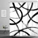 Riyidecor Black and White Shower Curtain60Wx72H Inch Abstract Line Minimalist Ink PaintingSimple Art Modern Geometric Cool Unique Mens Bathroom Decor Fabric Polyester Waterproof 12 Pack Hooks