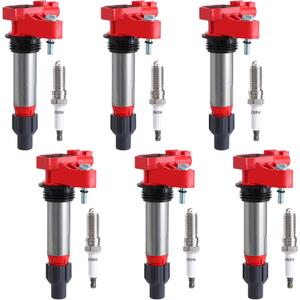 Pindex 6 Pack Ignition Coils and Iridium Spark Plugs,UF569 41-109 Coil Pack Kits Compatible with Chevy Camaro Equinox Impala Malibu Traverse Buick Cadillac GMC 3.0L 3.6L