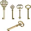 5-Key Skeleton Key Set,Universal Replacement Skeleton Keys Kit for Antique Dresser, Chinese Cabinet, Antique Furniture and Old Style Cabinets or Doors (5 pcs)