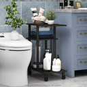 Furinno Turn-N-Tube C Shaped Side Table With Casters, Espresso/ Black