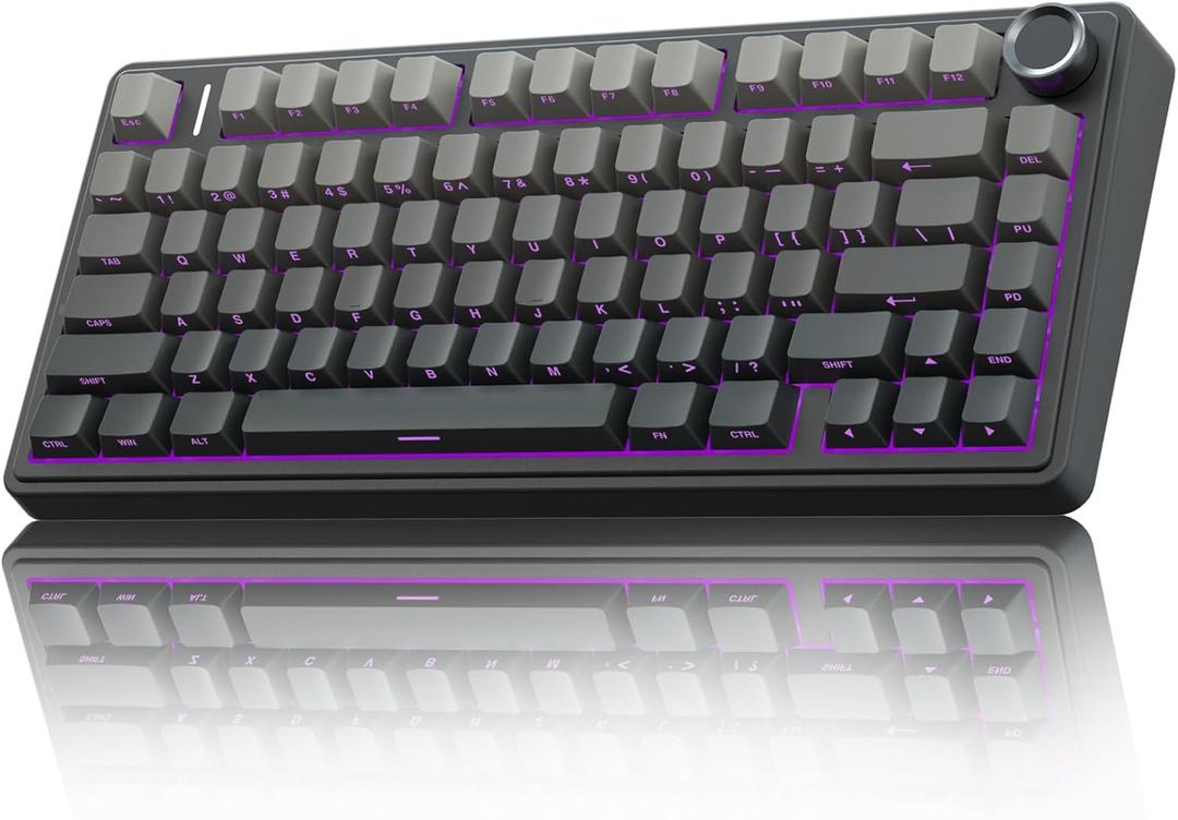 AULA F75 Pro Wireless Mechanical Keyboard,75% Hot Swappable Custom Keyboard with Knob, RGB Backlit, Pre-lubed Reaper Switches, Side Printed PBT Keycaps,2.4GHz/USB-C/BT5.0 Mechanical Gaming Keyboards