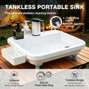 Portable Sink Hand Wash Station with Electric Faucet | Camping Sink, Detachable Stand, Drainage Hose, For RV Events Gardening Outdoor Hygiene, Extra Large