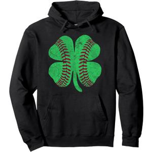 St Patricks Day Shamrock Baseball Saint Paddy's Pullover Hoodie, Small