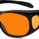 Eyekepper 100% Blue Light Reduction,Huge Fitover Anti-Blue Blocking Computer Eyeglasses with Extra Amber Lenses, Black (1806-black-100% Blue Light Blocking, 0.0 x)