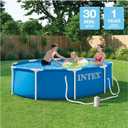 INTEX Metal Frame 10 ft x 30 in Above Ground Pool Set, Round Swimming Pool with Steel Frame, 330 GPH Cartridge Filter Pump, and Type H Filter Cartridge