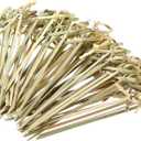 Nuogo 500 Pcs Bamboo Cocktail Picks 4.13 Inch Bamboo Skewers Fruit Toothpicks for Appetizers Drink Garnish Sticks Handmade Food Pick with Looped Knot for Party Bar Snacks Sandwiches Drinks