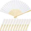 JOHOUSE 12 Pcs White Paper Fans Handheld 8.3 Inch Foldable Hand Fan, Folding Fans Handheld for Women, Paper Fan for Wedding Guests, Bridal & Baby Shower Favors, Party Decorations