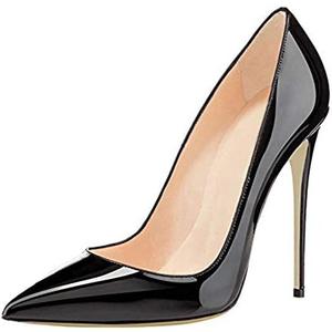 COLETER Women's Sexy Pointed Toe High Heels,4.72 inch/12cm Patent Leather Pumps,Wedding Dress Shoes,Cute Evening Stilettos Size 10