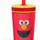 Zak Designs Sesame Street Kelso Toddler Cups For Travel or At Home, 12oz Vacuum Insulated Stainless Steel Sippy Cup With Leak-Proof Design is Perfect For Kids (Elmo)
