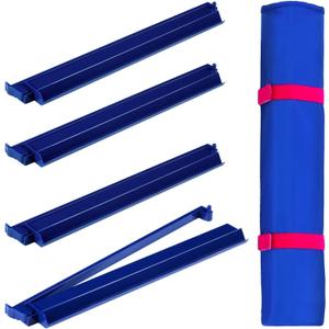 Leinuosen 4 Set American Mahjong All-in-one Tile Rack Pusher Arm with Bags Protective Sleeve 18.5 Inches Deep Blue Acrylic Modern American Mahjong Rack and Pusher Combo