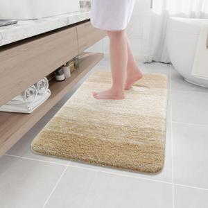Arotive Microfiber Bathroom Rugs, Shaggy Soft and Absorbent Bath Rug, Non-Slip, Thick Plush Machine Washable Dry Bath Mats for Bathroom, Tub and Shower, 36x24, Camel