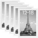 upsimples 12x18 Picture Frame Set of 5, Display Pictures 11x17 with Mat or 12 x 18 Without, Wall Gallery Poster Frames, White