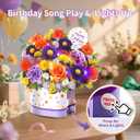 2 x Birthday Cards, Happy Birthday Cards with Music & Lights, Daisy and Yellow Rose, 10 Inch Life Sized Forever Flower Bouquet Greeting Card Gifts for Wife Women Mom Grandma Sister