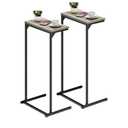 TUTOTAK C Shaped End Table, Small Side Table, Set of 2, 28.7 inch Tall Couch Table, Sofa Table, Living Room, Bed Room, Greige TB01BG0712 Greige