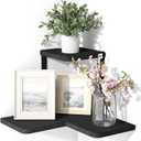 SRIWATANA Rustic Corner Shelf Wall Mounted, 2-Tier Floating Wall Shelves for Bedroom, Living Room, Bathroom, Black (Weathered Black)