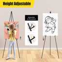 SunyesYoon Display Black Easel Stand for Wedding Sign, Artist Instant Tripod Collapsible Portable Floor Easel for Posters, 63" Adjustable Easy Folding Metal Stand for Display Show, Arts, Painting