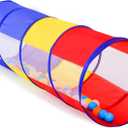 PigPigPen Kids Tunnel for Toddlers,Pop Up Play Tunnel Tent for Babies or Dogs, Indoor & Outdoor Toys for Kids Backyard Playset. (Red,Yellow,Blue Play Tent with mesh)