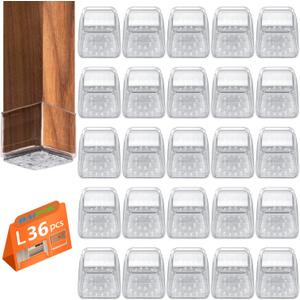 BAIPOK 36pcs Square Chair Leg Floor Protectors, Furniture Felt Pads for Hardwood Floors, Furniture Sliders for Chair Legs, Floor Protectors for Chairs, Silicone Chair Leg Caps Cover, Large, Clear