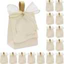 GLGHMH 20pcs Wedding Favor Boxes, Beige Small Wedding Candy Boxes Treat Gift Boxes with Ribbon, Birthday Party Favor Boxes for Bridal Shower Baby Shower Table Decorations (20 Pack, Beige-Small) (20 Count (Pack of 1))