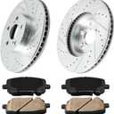Front Brake Rotors and Ceramic Brake Pads Compatible with Corolla/Matrix/Vibe 2003-2008, OEM#31270 D923 Disc Brake Kit