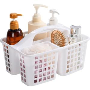 JiatuA Portable Shower Caddy Basket with Compartments Cleaning Supplies Organizer with Handle Plastic Storage Divided Tool Bin for Bathroom, Bedroom, Kitchen, College Dorm, Garden, Under Sink, White