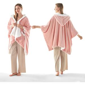 Wearable Heated Blanket - Fast Warm Up Electric Blanket Hoodie with 6 Heat Levels, Snuggies for women, gifts for her, 50"x60", Pink