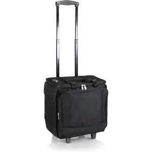 PICNIC TIME Bodega Rolling Wine Cooler, Insulated 12-Bottle Wine Cooler with Wheels, Outdoor Portable Rolling Ice Chest with Water-Resistant Liner, Telescopic Handle and, Large Pockets, (Black), One Size