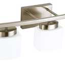 5 Light Brushed Nickel Vanity Lighting Fixture with Milky White Glass Shade for Bathroom Over Mirror, 40 Inches