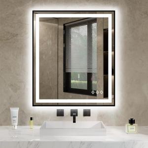 LED Bathroom Mirror, 24x32 Inch Gradient Front and Backlit LED Mirror for Bathroom, 3 Colors Dimmable CRI>90 Double Lights, IP54 Enhanced Anti-Fog, Lighted Mirror