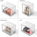 5 Pack Purse Organizer for Closet, Handbag Storage Organizer Stackable Display Case with Magnetic Door, Closet Storage Bins for Handbag, Purse, Backpack, Collectibles, White
