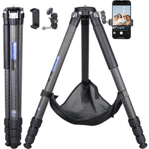 Compact Carbon Fiber Tripod with Stone Bag ARTCISE CT80C Heavy Duty Travel Camera Stand for Canon Sony Nikon DSLR Camcorder,Max Load 55lbs(Extra Gift:Stone Bag,CNC Magic arm, CNC Phone Clip)