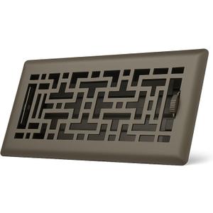2 x Precision Flow 4"x14" Steel Floor Register - Oriental Design, Metallic Bronze Finish - Premium Home Vent Covers, Durable & Decorative - Fits 4"x14" Duct Openings, Easy Installation