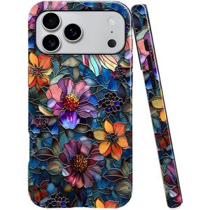 Case Compatible with iPhone 17 Pro Max,Fall Prevention Bright Hybrid 2-Layer Hard Shell Phone Case for Girls Boys,Colorful Floral Flower Art