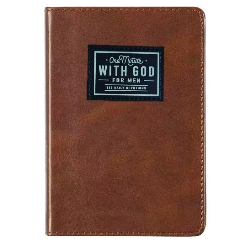 Joicim 2026 One minute WITH GOD for men, 365 days of daily prayer brown book, Bible prayer Faux Leather Journal