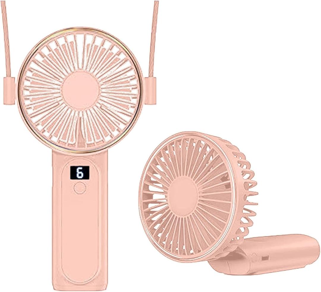Portable Handheld Fan, Handheld Folding Desktop Dormitory Small Fan, 180 Foldable Personal Fans, USB Rechargeable Mini Hand Fans for Travel/Outdoor (Purple)