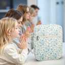 WOBAGMEN Bible Cover Case for Women,Large Bible Tote Bags Organizer Quilted Carrying Case for Girls,Bible Study Supplies Accessories Christian Gifts for Women (Blue Floral, M)