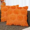 Fall Halloween Throw Pillow Covers 18x18 inch Set of 2 Pumpkin Decorative Pillow Cases Plush Faux Fur Wool Couch Cushion Case for Chair Sofa Bedroom Living Room Home Decor (Orange Pumpkin)