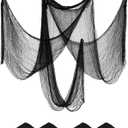 4 Pack Halloween Creepy Cloths, Scary Spooky Cloth Creepy Gauze, 30 x 120inch Freaky Loose Weave Creepy Cloth, Decoration for Haunted Houses Props Halloween Wall Outdoor Indoor Decor (Black)