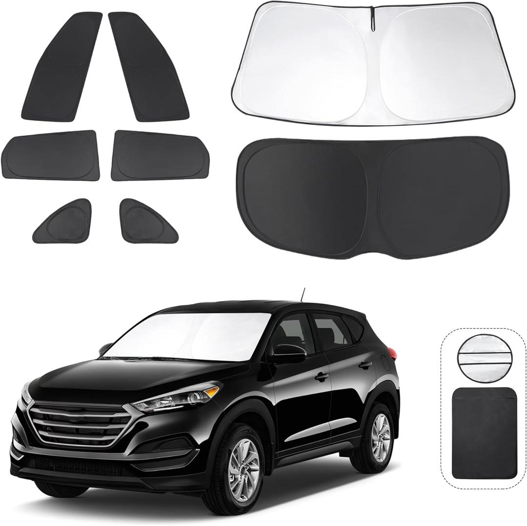 TINGLU Window Shades for Hyundai Tucson 2016-2021 (Not for 2022 Tucson) Accessories Car Side Full Windows Rear Triangular Windshield Sun Shade Sun UV Rays Privacy Protection for Camping Napping 8PCS
