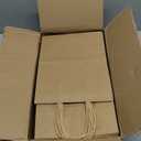 Toovip 50 Pack 8x4.75x10 Inch Medium Plain Brown Kraft Paper Bags with Handles Bulk, Gift Bags for Favors Grocery Retail Party Birthday Shopping Business Goody Craft Merchandise Take Out Sacks