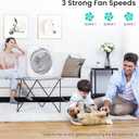 AMACOOL Table Fan, 12 inch Box Fan with 3 Speeds & 8HRS Timer, 270 Pivoting Quiet Air Circulator, Desktop Fan for Bedroom Bathroom Kitchen Office, AC Adapter Included, Co-Branded with Cmyfato-White