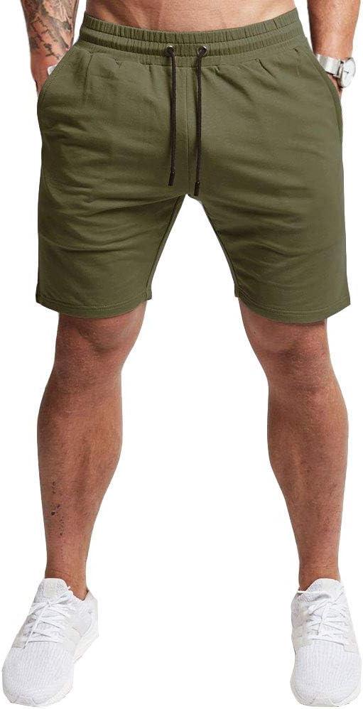 EVERWORTH Men's Casual Training Shorts Gym Workout Fitness Short Bodybuilding Running Jogging Short Pants (Medium, Green)