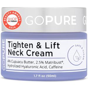 goPure Tighten & Lift Neck & Chest Moisturizer Cream for Visibly Firming, Tightening and Lifting Wrinkles & Crepey Skin, 1.7oz