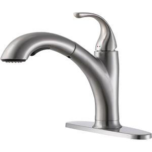 Kitchen Faucet with Sprayer Brushed Nickel, RV Kitchen Sink Faucet, Stainless Steel Pull Out Faucet for Kitchen Sink,1 or 3 Hole Small Kitchen Faucets with Deck Plate and Supply Hoses