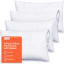 Ultra Soft Pillow Protectors with Zipper Queen Size - Set of 4 Breathable Pillow Covers - 100% Protection Against Stains, Dust & Dirt - Machine Washable (White)