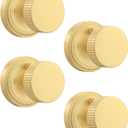 Asidrama 4 Pack Privacy Gold Door Knob with Lock, Brush Gold Door Knobs Interior for Bedroom or Bathroom, Heavy Duty Brush Gold Door Handle for Left Right Sided Doors