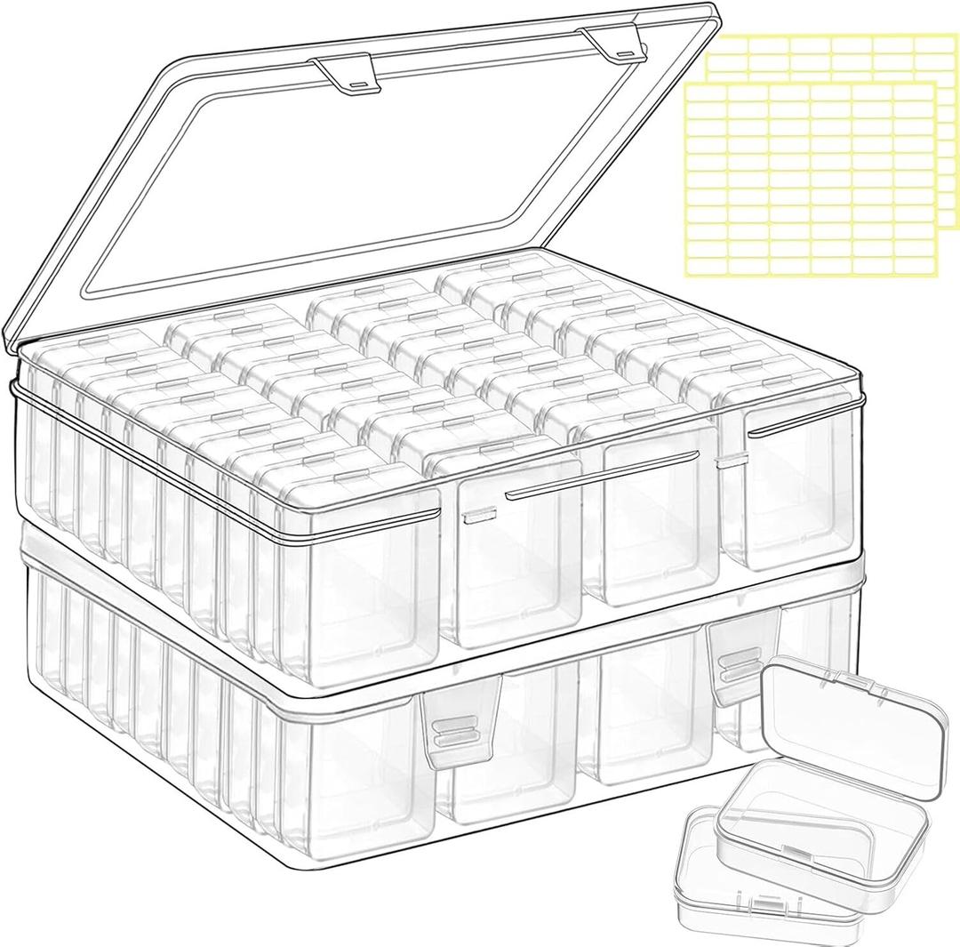 82pcs Bead storage containers, bead organizer boxes and craft storage boxes for bracelet making DIY jewelry craft nails, bracelets, jewelry, diamonds, clay beads, screws 2.09x1.57x0.8Inch